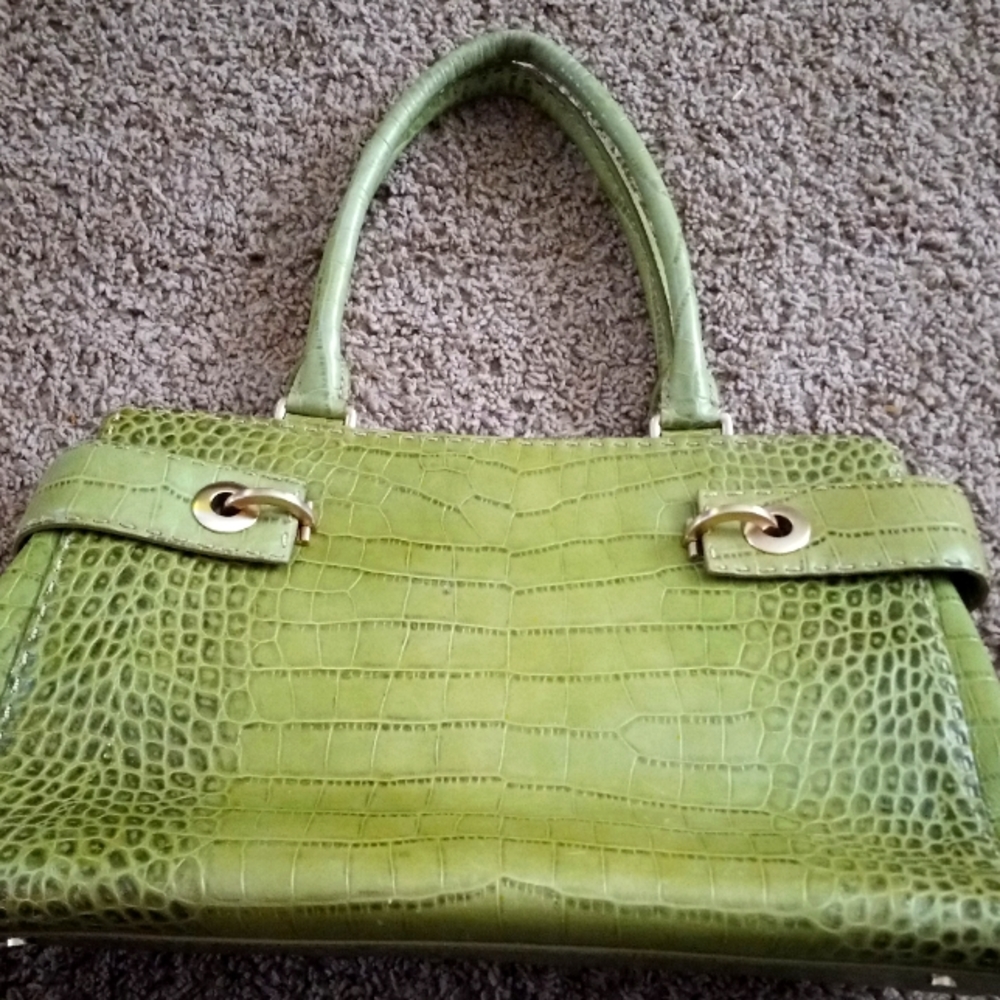 Ann Taylor Leather Croc Pattern Shoulder Bag